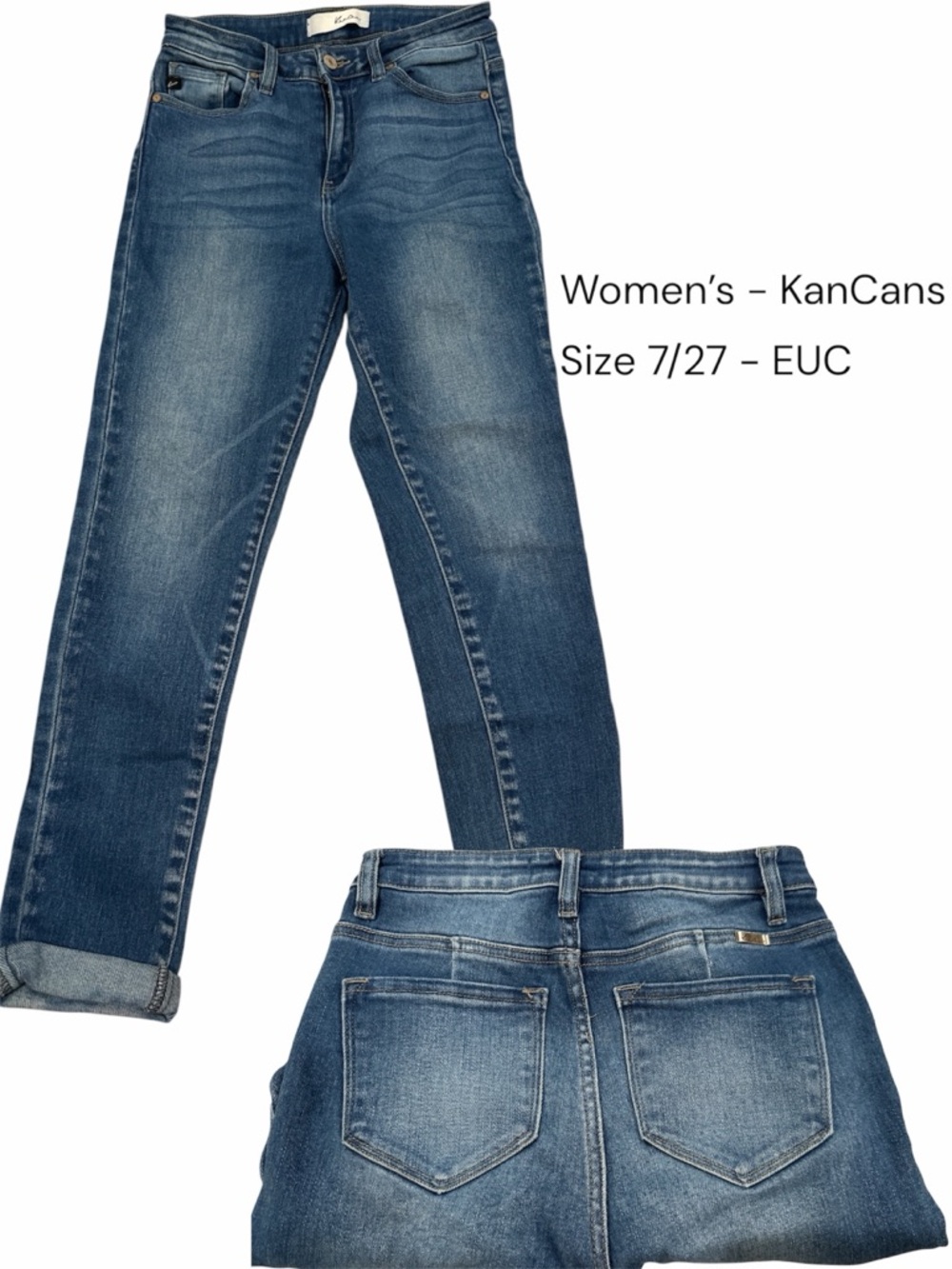 KanCan Women's Blue Denim Jeans - Classic Mid Wash Size 7/27